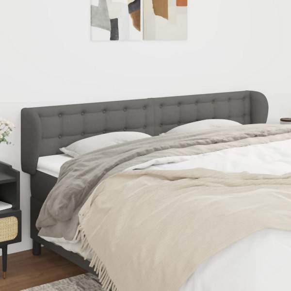 vidaXL Kopfteil mit Ohren Dunkelgrau 163x23x78/88 cm Stoff, 3117585
