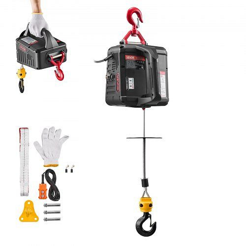 VEVOR 2-in-1 Elektrische Seilwinde, 500 kg, 1500 W, 7,6 m Hubhöhe, 5 m/min, mit manueller & kabelgebundener Fernbedienung, CGGGKBXSDDHL73MQ6001V2