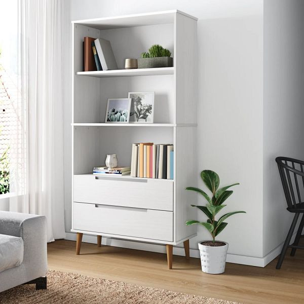 vidaXL Bücherregal MOLDE Weiß 85x35x170,5 cm Massivholz Kiefer, 350541