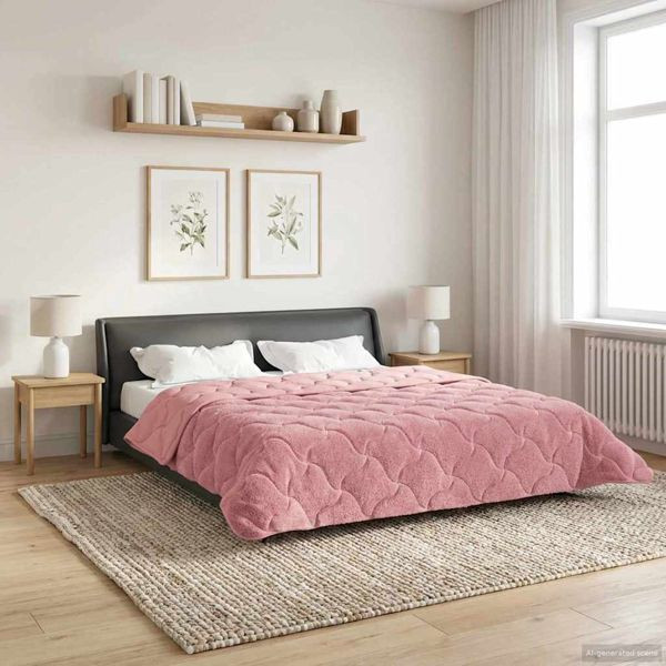 vidaXL Ganzjahresbettdecke Gepolstert Rosa 220 x 240 cm, 42026274