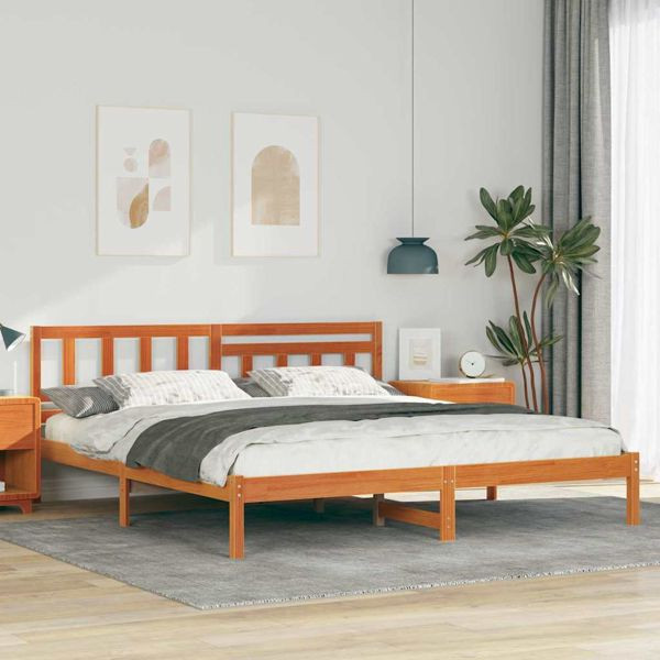 vidaXL Bettgestell Wachsbraun 200 x 200 cm Massivholz Kiefer, 872220