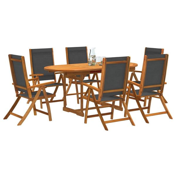 vidaXL 7-teilig Garten-Essgruppe Massivholz Akazie und Textilene, 3279267