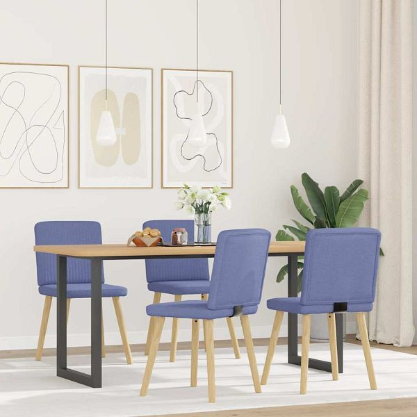 vidaXL Esszimmerstühle 4 Stk. Jeansblau Stoff, 3315307, 8721158567529