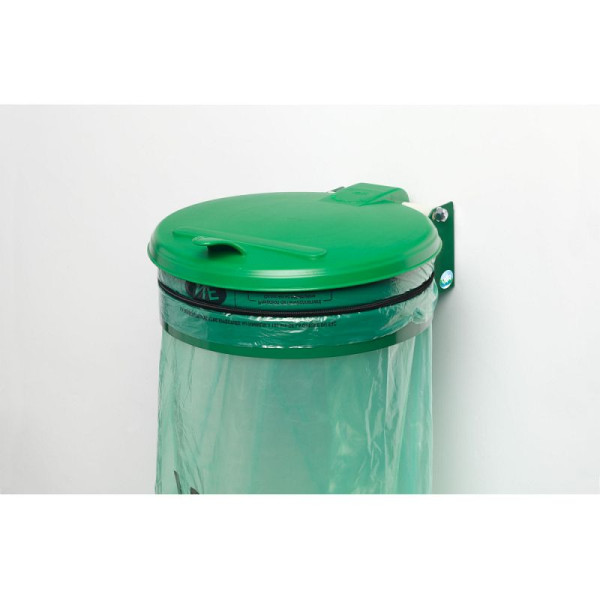 STEIN HGS Müllsackhalter zur Wandbefestigung, Grün, Smaragdgrün (RAL 6001), Müllsackhalter zur Wandbefestigung (mit Kunststoff-Deckel), 82027.0001