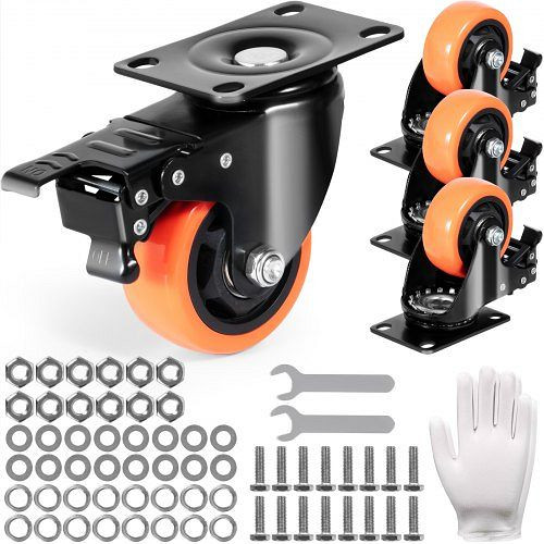VEVOR Möbelrollen 4er-Set Lenkrollen PVC ⌀76,2mm Laufrollen 454kg Tragfähigkeit, PBJLCSJAZ4J27UKMWV0