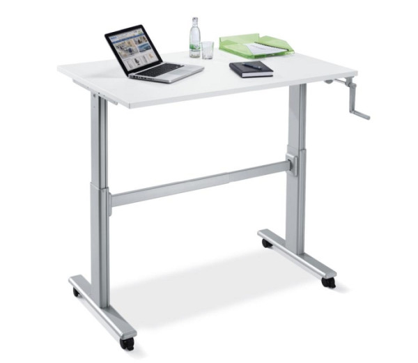 Deskin Sitz-/Stehtisch mit Kurbel, Weiß, 1200 x 800 x 705-1115 mm, 277765