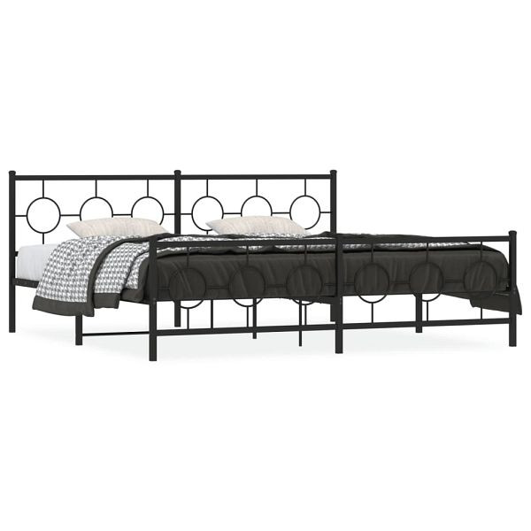 vidaXL Bettgestell mit Kopf- und Fußteil Metall Schwarz 193x203 cm, 376250