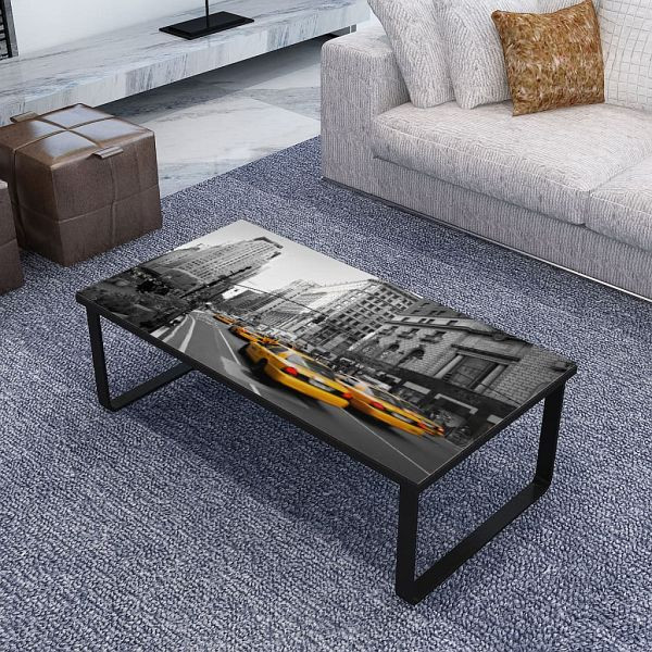 vidaXL Couchtisch mit Glasplatte Rechteckig, Material: Eisen + Hartglas, 240967