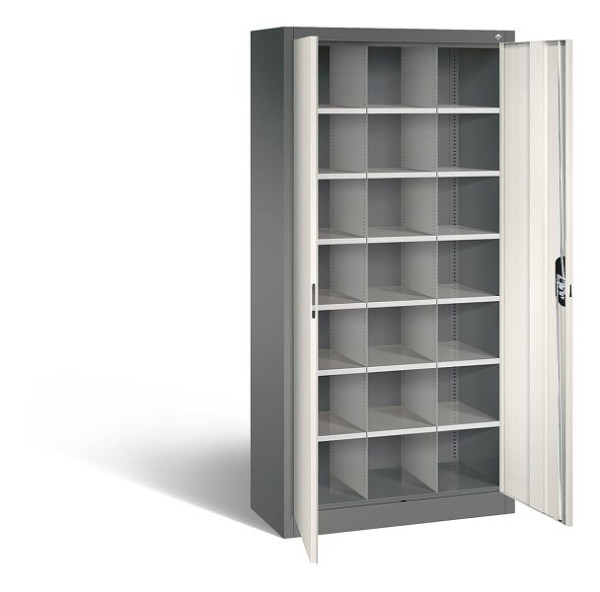 C+P Büro-Fächerschrank Acurado, H1950xB930xT400mm, Farbe: Vulkangrau / Perlweiß, Muldengriff, 9260-410 S10333