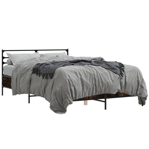 vidaXL Bettgestell Räuchereiche 140x200 cm Holzwerkstoff und Metall, 3280044