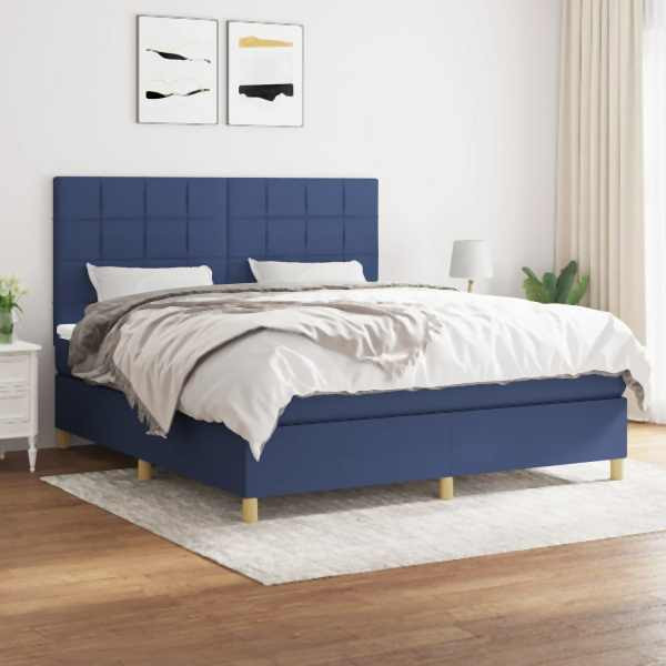 vidaXL Boxspringbett mit Matratze Blau 160x200 cm Stoff, 3142351
