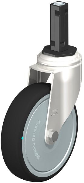 Blickle LKRXA-PATH 126KD-11-FK-EXV12 Edelstahl-Apparate-Lenkrolle mit Expander, Thermoplastisches Polyurethan, Grau, 853501