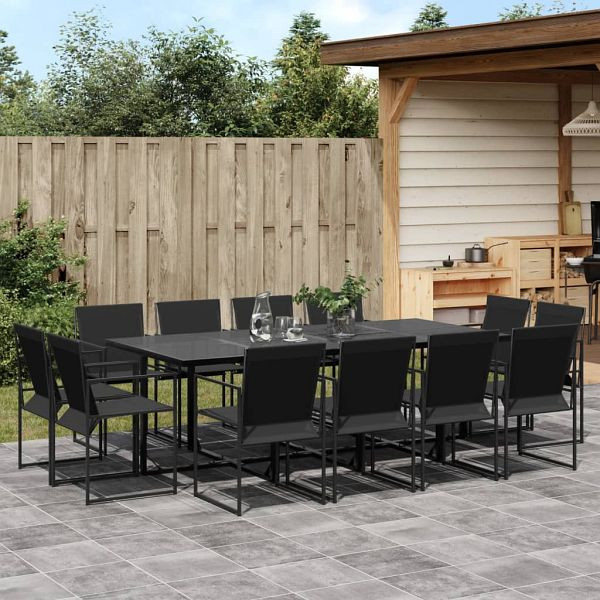 vidaXL 13-teilig Garten-Essgruppe Schwarz Textilene, 3295125