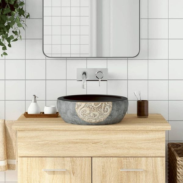 vidaXL Aufsatzwaschbecken Schwarz und Braun Rund Ø41x14 cm Keramik, 155060