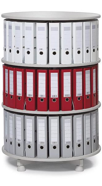 Deskin Ordnersäule mit 3 Etagen, hellgrau Holz, Etage einzeln drehbar, H 1210 mm, Durchmesser 800 mm, 269956