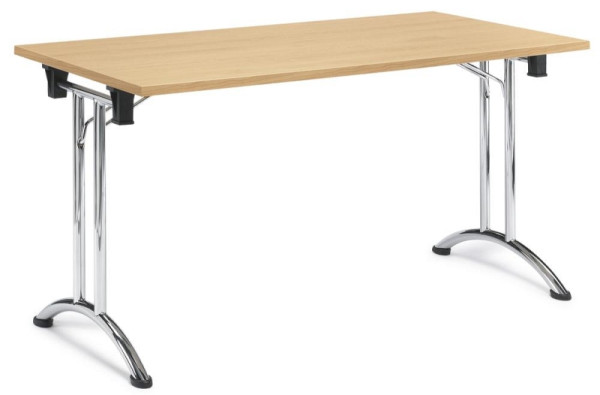 Deskin Klapptisch MODUL, Platte Holzdekor Buche, Gestell verchromt, B 1400 x T 700 x H 730 mm, 250696