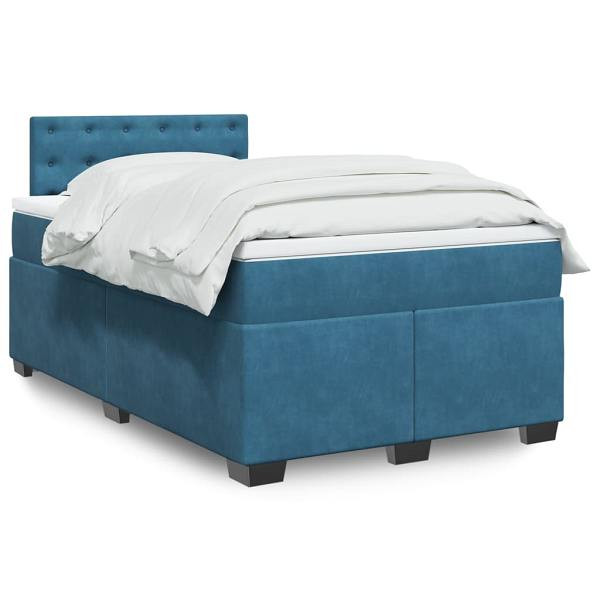 vidaXL Boxspringbett mit Matratze Blau 120x190 cm Samt, 3288574