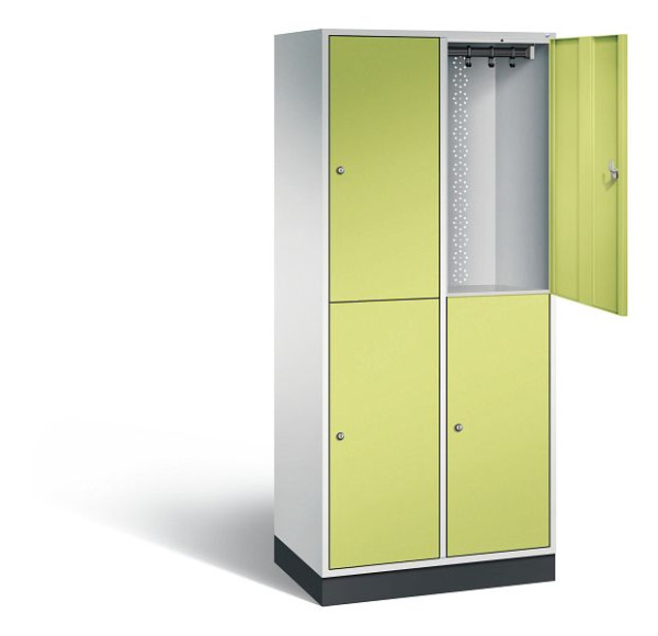 C+P Spind doppelstöckig XL Intro, H1950xB820xT490mm, Farbe: Lichtgrau / Viridingrün, 8270-202 S10042