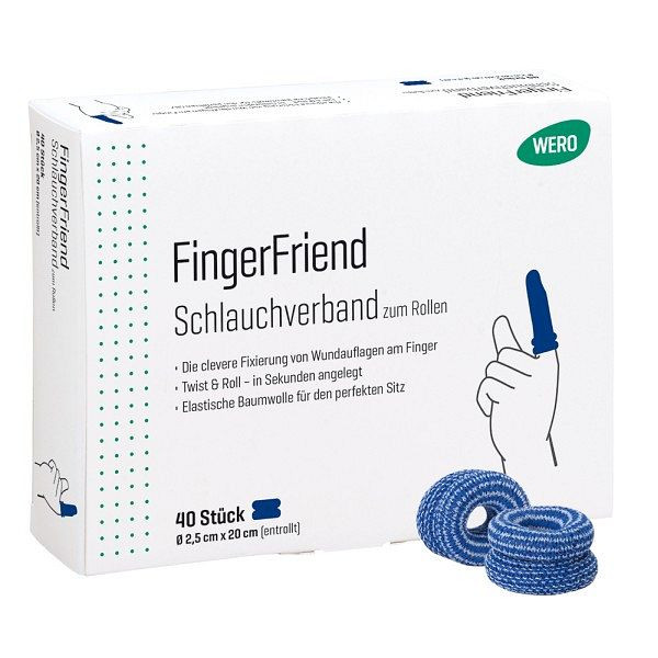 WERO FingerFriend Schlauchverband zum Rollen, blau, VE: 40 Stück, 110027