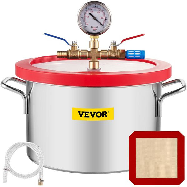 VEVOR 1,5 Gallonen Vakuumkammer Edelstahl Entgasungskammer Acryl-Deckel, QCKTZKB1.5JLZKT01V0