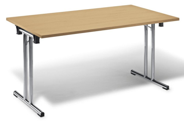 Deskin Klapptisch MODUL, Platte Holzdekor Buche, Gestell verchromt, B 1600 x T 700 x H 720 mm, 259731