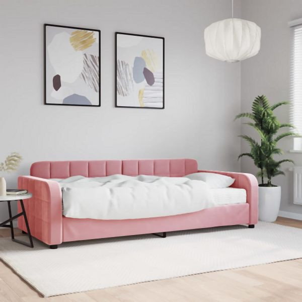 vidaXL Tagesbett mit Matratze Rosa 90x200 cm Samt, 3196908