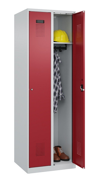 C+P Spind Evolo PLUS, 2 Abteile, 1850x600x500mm, 7035/3003, Verschluss Zylinderschloss, Ablageböden 2, 049000-20 S10031