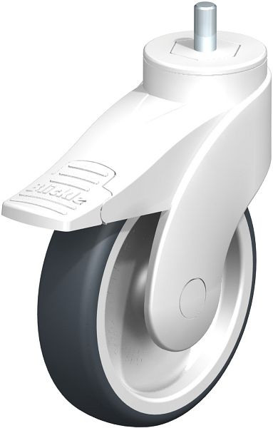 Blickle LWK-TPA 126G-FI-GS10 Kunststoff-Lenkrolle WAVE mit Gewindestift & Feststeller, Thermoplastisches Gummi-Elastomer, Grau, 743703