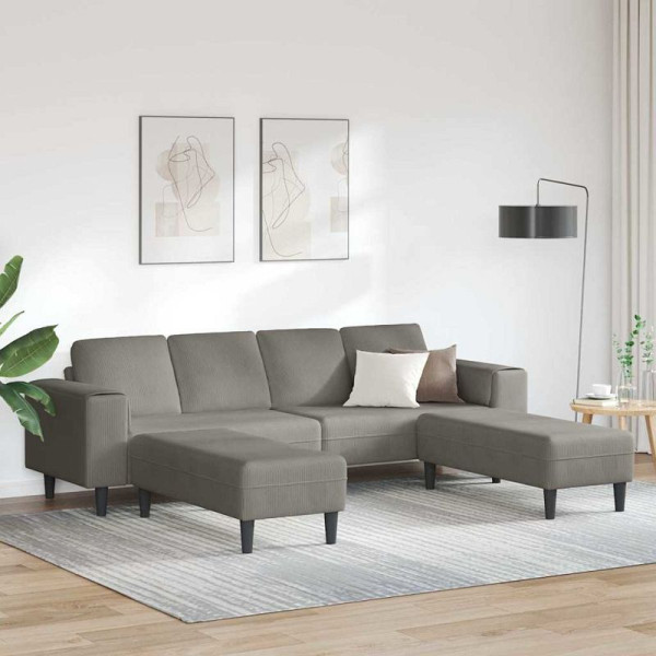 vidaXL Stoffsofa mit Kissen Hellgrau Cordstoff, 3335131