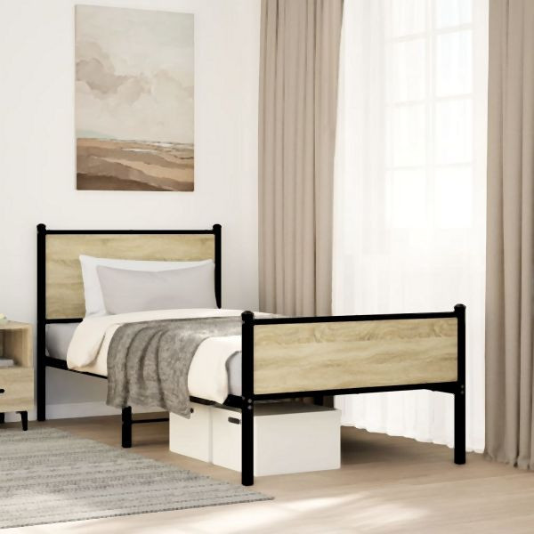 vidaXL Metallbett ohne Matratze Sonoma-Eiche 80x200 cm, 4007895