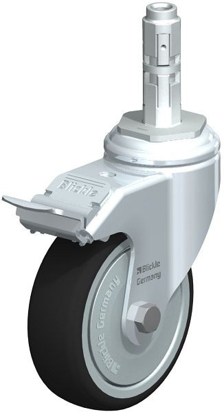 Blickle LKRA-PATH 101K-11-FI-FK-E12 Apparate-Lenkrolle mit Expander & Feststeller, Thermoplastisches Polyurethan, Grau, 848801