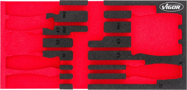 VIGOR 2-Komponenten Weichschaum-Einlagen, Einlagenmaß / Schubladengröße: S (188 x 393 x 35 mm), Verwendung: V5068, V5068-L