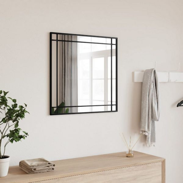 vidaXL Wandspiegel Schwarz 60x60 cm Quadratisch Eisen, 358635