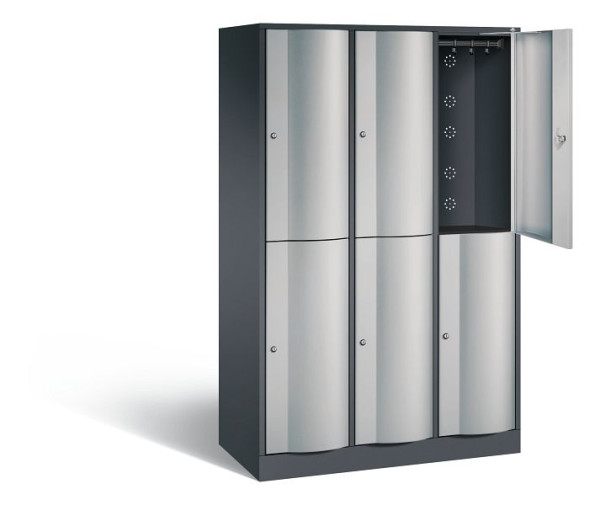 C+P Spind doppelstöckig Resisto, H1950xB1148xT540mm, Farbe: Schwarzgrau / Weißaluminium, 8270-372 S10195