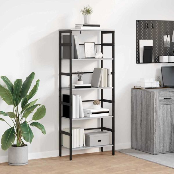 vidaXL Bücherregal Graues Sonoma 60 x 29,5 x 149 cm Holzwerkstoff, 883931