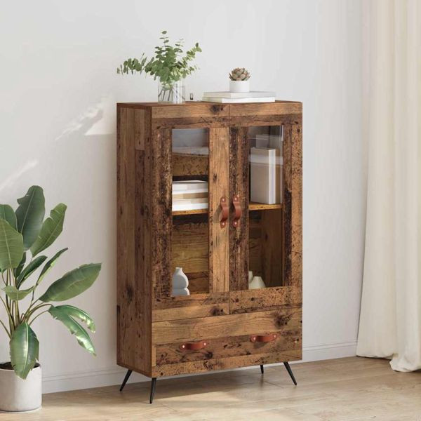 vidaXL Highboard Altholz 69,5 x 31 x 115 cm Engineered Wood und Glas, 882505
