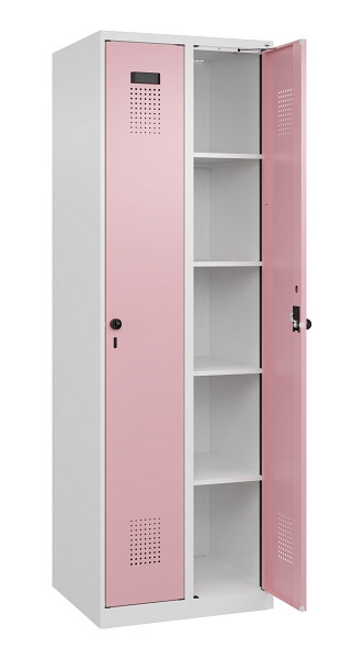 C+P Wäsche-Spind Evolo PLUS, 2 Abteile, 1850x600x500mm, 9016/3015, Verschluss Drehriegel, Ablageböden 8, 049000-20B S10018