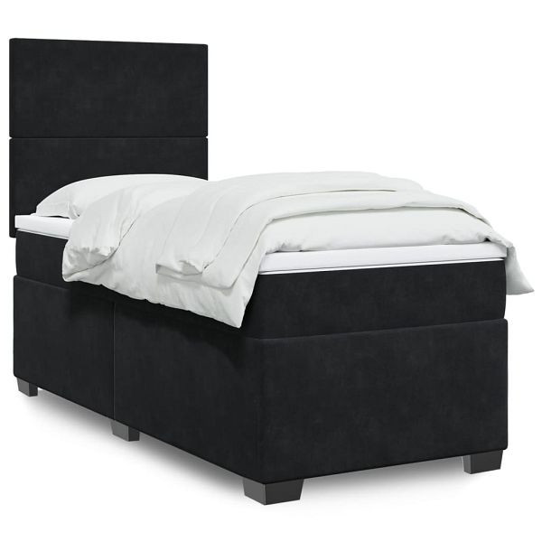 vidaXL Boxspringbett mit Matratze Schwarz 100x200 cm Samt, 3290830