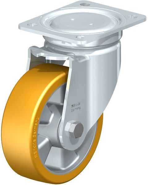 Blickle LU-ALTH 150K Stahlblech-Lenkrolle, schwere, geschlossene Ausführung, mit Anschraubplatte, Blickle Extrathane®, Hellbraun, 759170