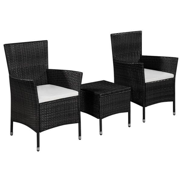 vidaXL 3-teilig Bistro-Set Poly Rattan Schwarz, 44094, 8718475618959