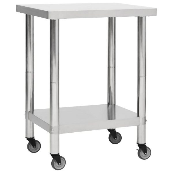 vidaXL Küchen-Arbeitstisch mit Rollen 80x30x85 cm Edelstahl, 51634