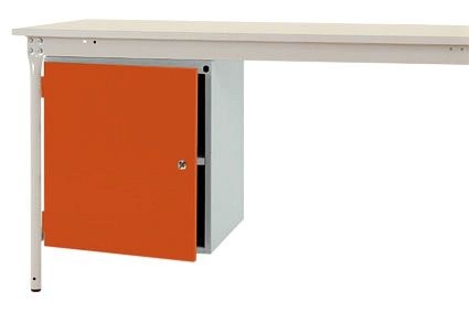 Manuflex Gehäuse-Unterbau stationär, Nutzhöhe 500 mm mit 1 Tür und Einlegeboden, für Tischtiefe 800 mm, Rotorange, ZB4953.2001
