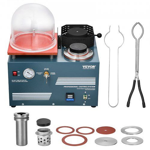 VEVOR Vakuum-Einbettgussmaschine 2 L mit Schmelzofen, Öleinspritzöffnung, zum Gießen von Schmuck und Metallen, ZBDMJ2LDRJL0UMPBZ001V2