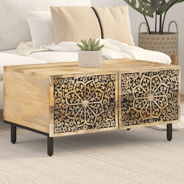 vidaXL Couchtisch 80x50x40 cm Massivholz Mango, Material: Massives Mangoholz mit natürlichem Finish, Holzwerkstoff, Eisen, 358217