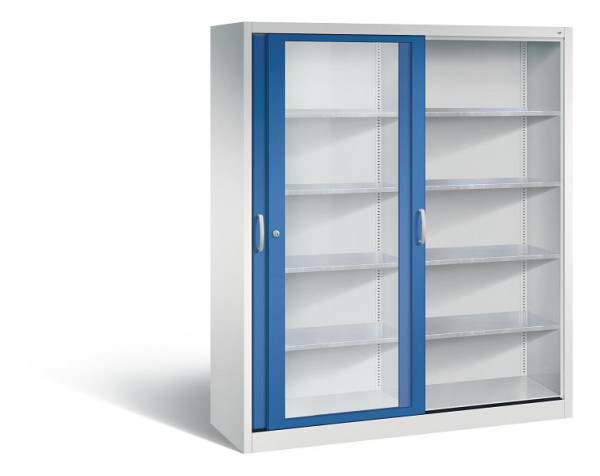C+P Schiebetürenschrank Acurado, H1950xB1600xT500mm, Farbe: Lichtgrau / Enzianblau, Bügelgriff, 2159-055 S10050