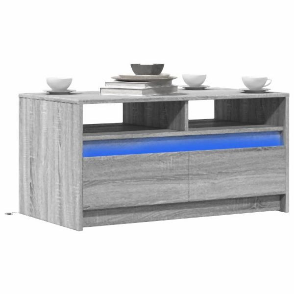 vidaXL LED-Couchtisch Grau Sonoma Holzwerkstoff, 851996