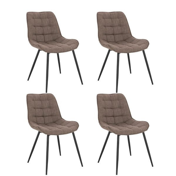 HOME DELUXE Polsterstuhl Esszimmer 4er Set IKALO – Webstoff Grau/Braun, 50865