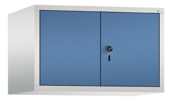 C+P Aufsatz-Garderobenschrank Evolo, 2 Abteile, H500xB810xT500 mm, Lichtgrau/Fernblau, 48092-22 S10031