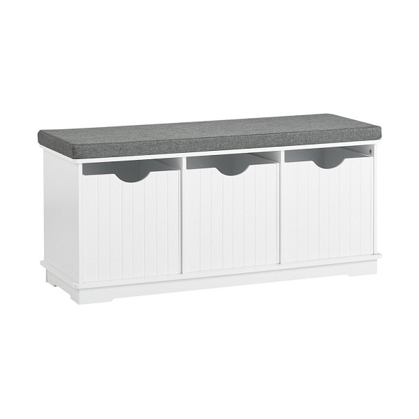 SoBuy Schuhbank mit drei Schubladen Weiß 100x36x46 cm, Modern, FSR30-W