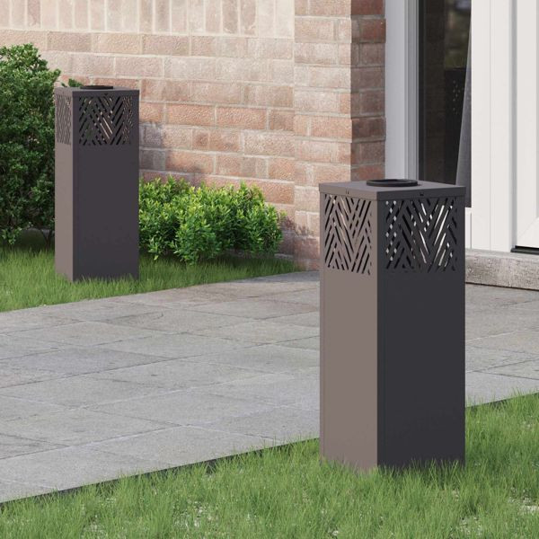 vidaXL Solar LED Weg Licht 2 pcs Schwarz Kalt gewalzter Stahl, 879723
